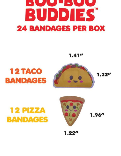 Load image into Gallery viewer, Boo Boo Buddies Kids Adhesive Bandages Pizza Taco 24 Count Sterile
