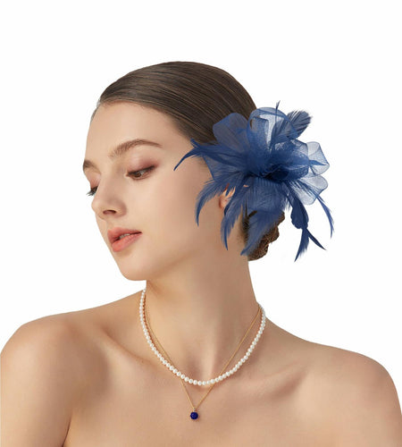 globazoe Fascinator Derby Hat Women Vintage Headband Navy Blue Size 1 Count