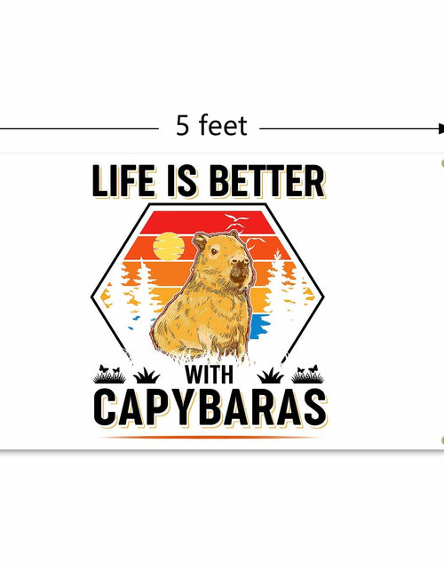 Load image into Gallery viewer, NUCTKP Capybara Life Is Better Wall Tapestry 3x5ft Brass Grommets

