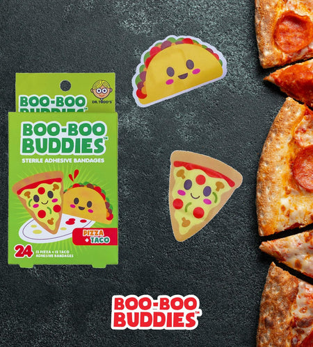 Boo Boo Buddies Kids Adhesive Bandages Pizza Taco 24 Count Sterile
