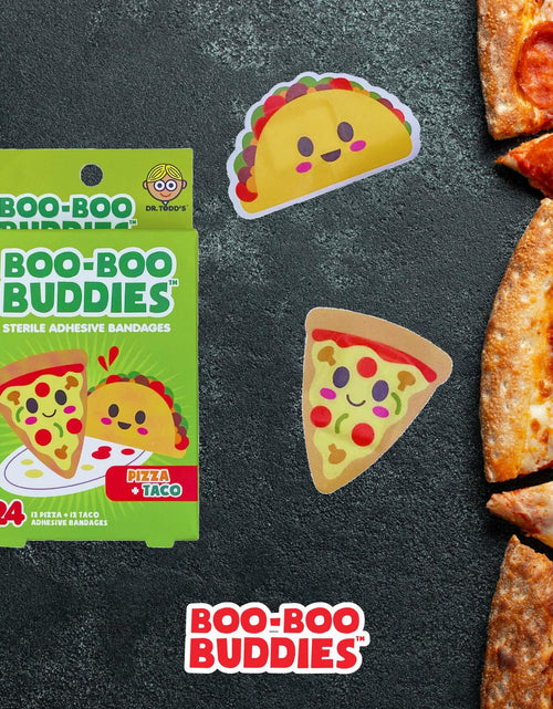 Load image into Gallery viewer, Boo Boo Buddies Kids Adhesive Bandages Pizza Taco 24 Count Sterile
