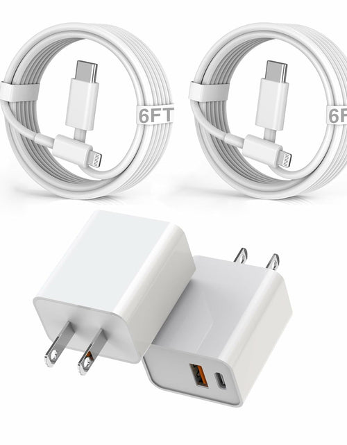 Load image into Gallery viewer, Fitquipment Fast 20W Dual Port QC+ USB C Charger 2Pack White 6FT Cable
