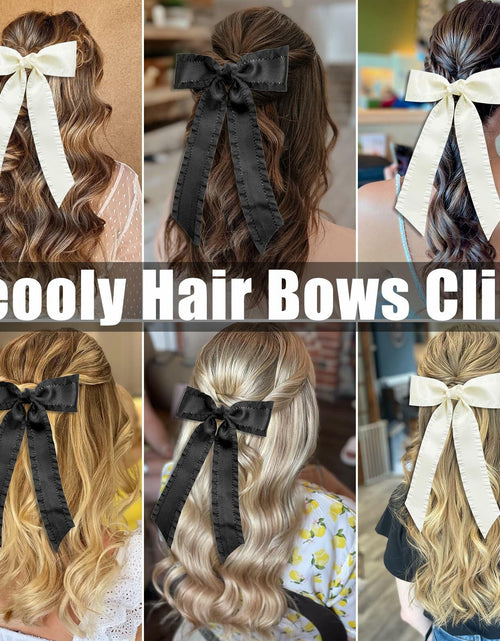 Load image into Gallery viewer, Beooly Hair Bows 2PCS Metal Hair Clips Beige Black Large Barrettes
