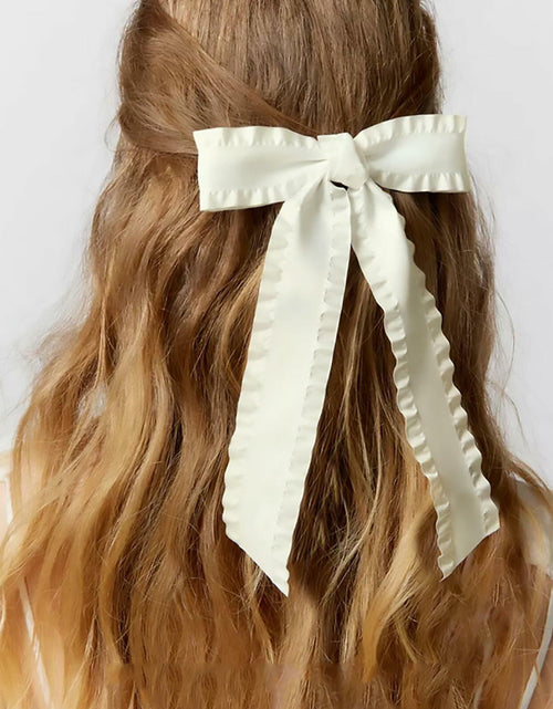 Load image into Gallery viewer, Beooly Hair Bows 2PCS Metal Hair Clips Beige Black Large Barrettes
