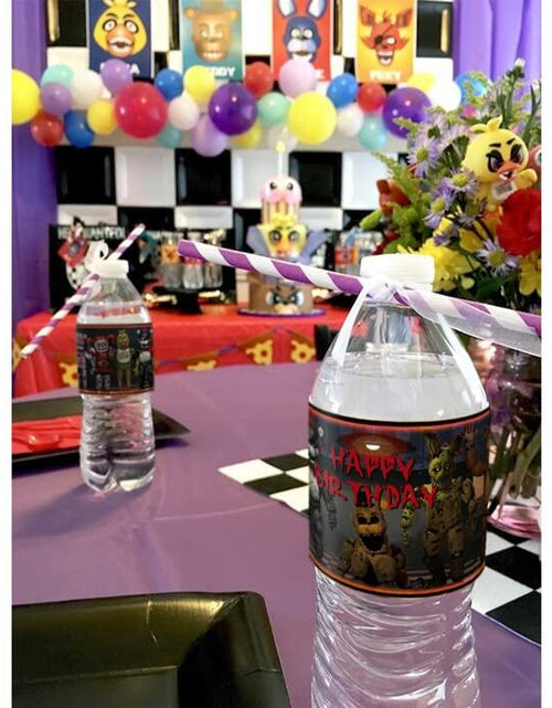 Load image into Gallery viewer, Valentina Buck Fnaf Water Bottle Labels Birthday Party Supplies Black 20 Count
