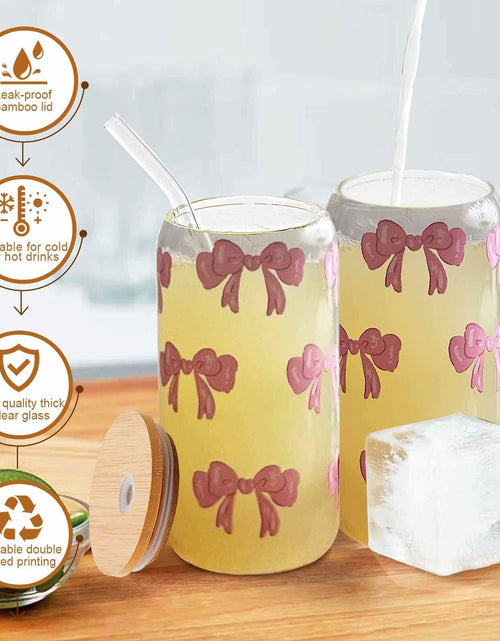 Load image into Gallery viewer, MEOGUTYI Cool Aunties Nephew 16oz Glass Can Shaped Cups with Lids &amp; Straws
