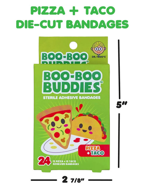 Load image into Gallery viewer, Boo Boo Buddies Kids Adhesive Bandages Pizza Taco 24 Count Sterile
