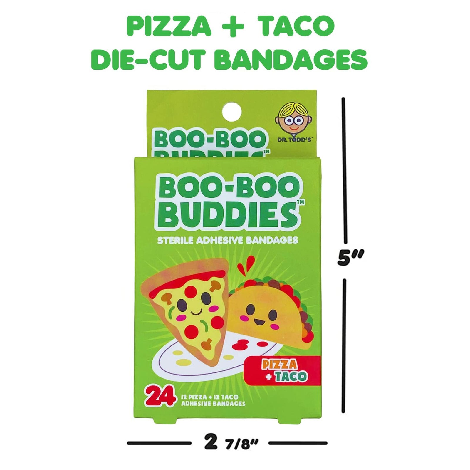 Boo Boo Buddies Kids Adhesive Bandages Pizza Taco 24 Count Sterile