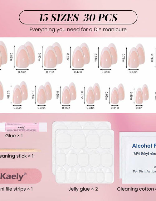 Load image into Gallery viewer, Stbisen Pink French Tip Press On Nails Almond Short Glossy Gel 30Pcs
