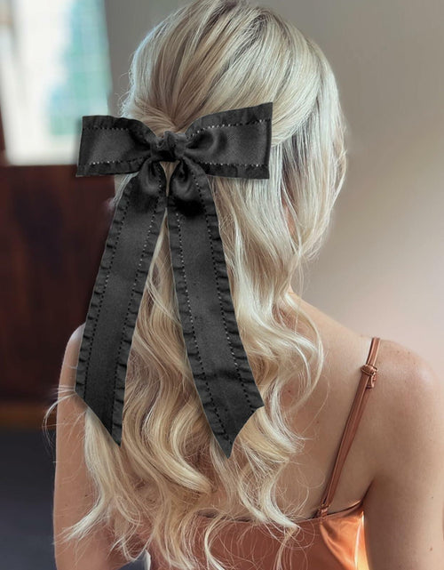 Load image into Gallery viewer, Beooly Hair Bows 2PCS Metal Hair Clips Beige Black Large Barrettes
