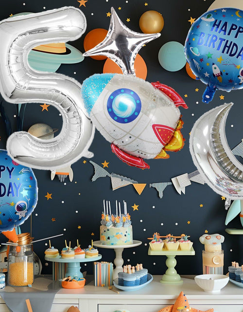 Load image into Gallery viewer, HXOUSE 6Pcs Extra Large Space Balloon Set Rocket Moon Planet 40" No.5
