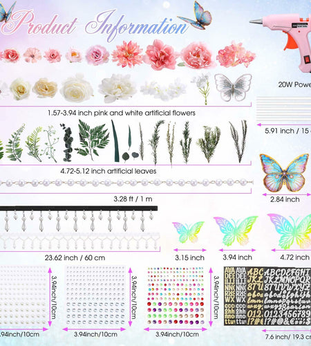 CraftyDream Artificial Flower Heads with Greenery Stems Pink Medium to Large