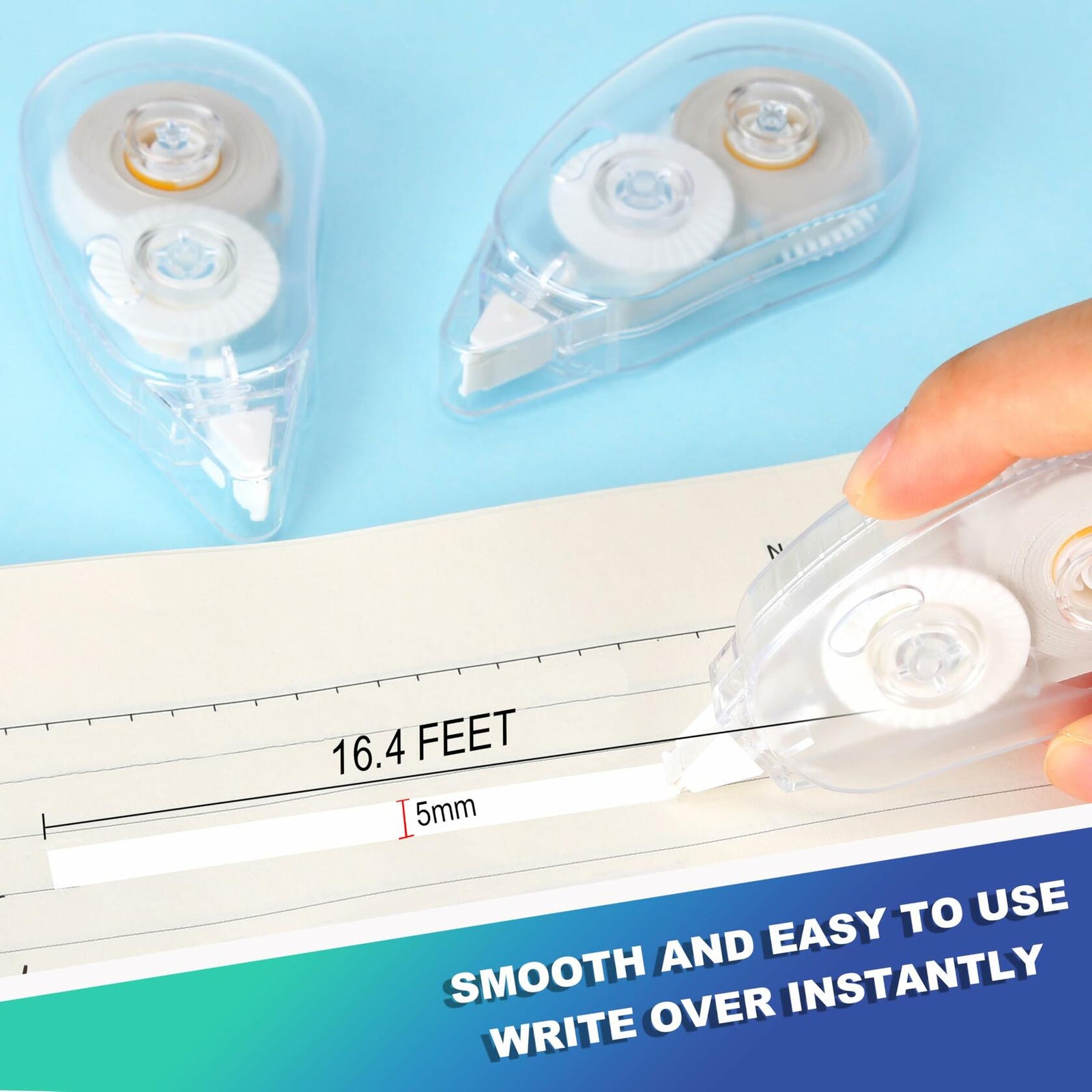 Jovanssen White Correction Tape 12-Pack 26.25ft Transparent Office School