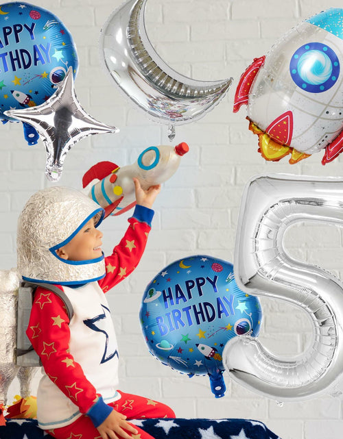 Load image into Gallery viewer, HXOUSE 6Pcs Extra Large Space Balloon Set Rocket Moon Planet 40" No.5
