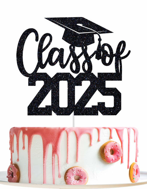 Load image into Gallery viewer, Yotawebery Class of 2025 Cake Topper Graduation Party Decor Black Glitter
