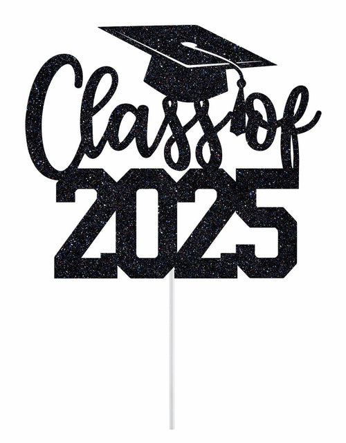 Load image into Gallery viewer, Yotawebery Class of 2025 Cake Topper Graduation Party Decor Black Glitter
