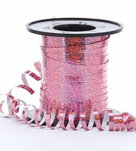 CEOWOIUN Pink Glitter Curling Ribbon Metallic 4PCS 2in & 3/8in x 10yds