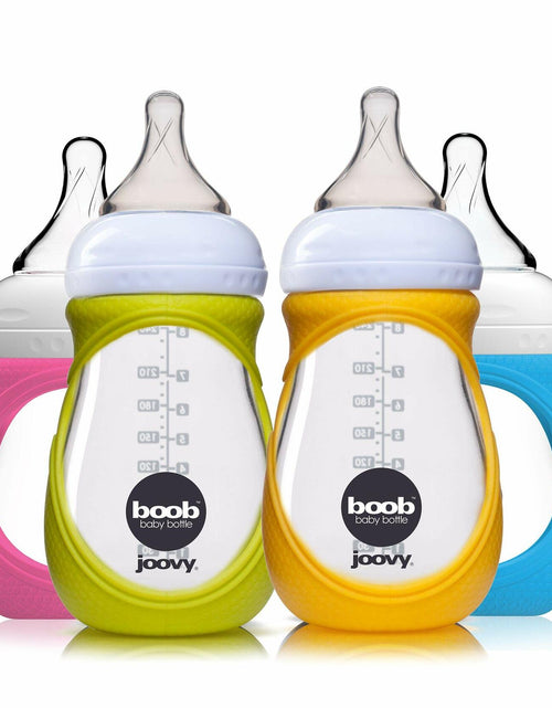 Load image into Gallery viewer, Joovy Boob Silicone Sleeve Blue Fits 5 Ounce Glass Baby Bottle
