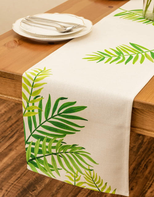 Load image into Gallery viewer, KEY SPRING Leaves Table Runner Cotton Linen Sage Green 12x72in
