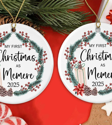 [Like New] AnhTram97 My First Christmas As Memere 2025 Ornament White Ceramic Both Sides