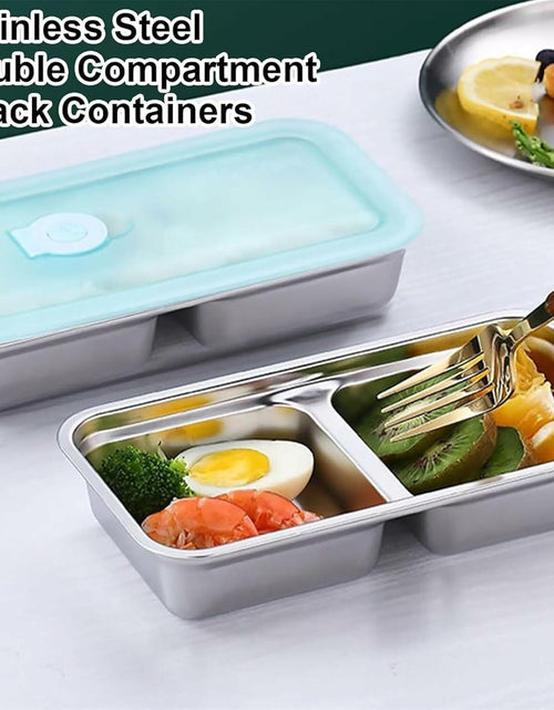 Load image into Gallery viewer, LIGIDAR Reusable Snack Containers 2pcs Stainless Steel Double Compartment
