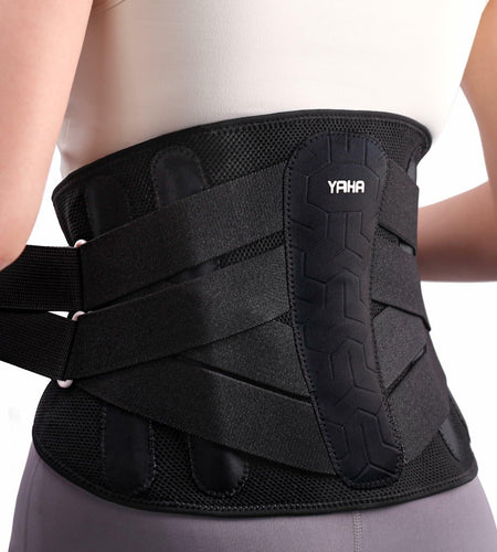 YAHA Back Brace Lower Back Support with Lumbar Pad 5 Stays Black Size XXL