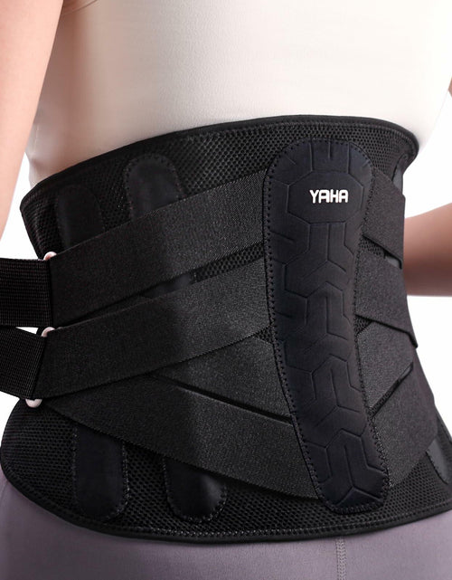 Load image into Gallery viewer, YAHA Back Brace Lower Back Support with Lumbar Pad 5 Stays Black Size XXL
