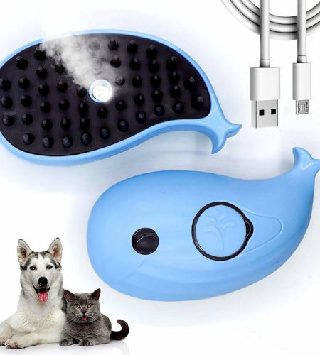 4-in-1 Cat Steam Brush Spritz Defur Comb Indoor Blue Pet Grooming Tool