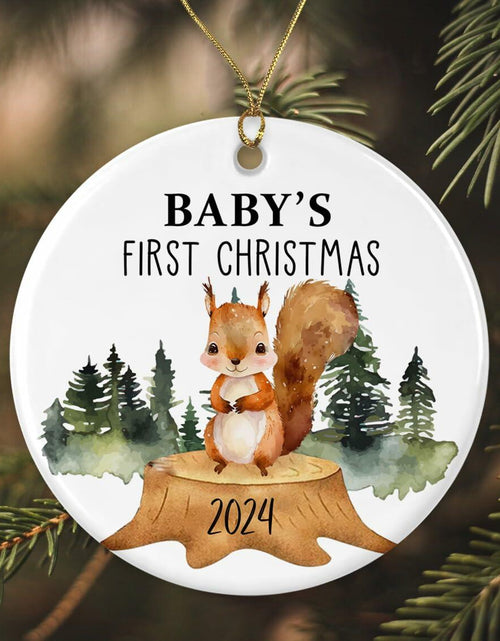 Load image into Gallery viewer, AnhTram97 Squirrel Christmas Ornament 9" White Ceramic Woodland Decor
