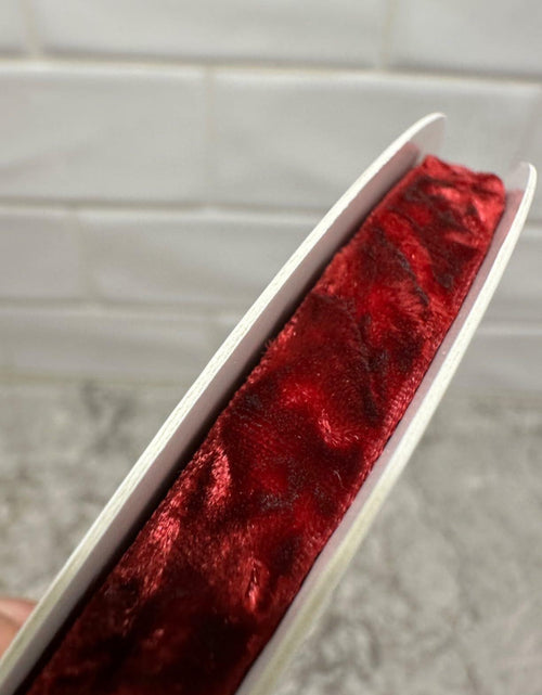 Load image into Gallery viewer, RIBBOOO Wine Red Velvet Ribbon 3/8in x 10yd Luxury Crushed Velvet
