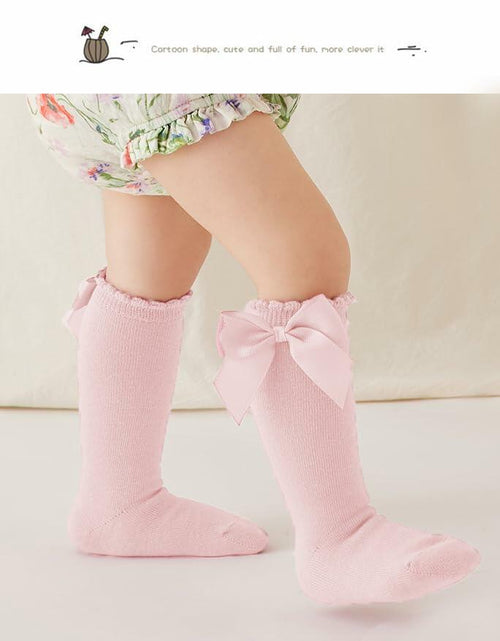 Load image into Gallery viewer, Marchare Baby Girls Knee High Socks Cotton 2 Pack Grey Light Pink 3-5T
