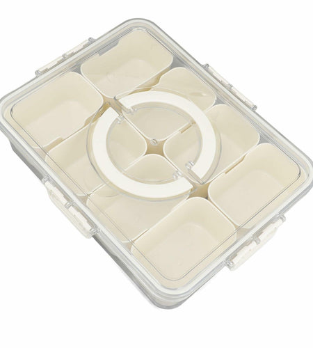 SIXRUN Condiment Serving Tray 8 Compartments Plastic Small White