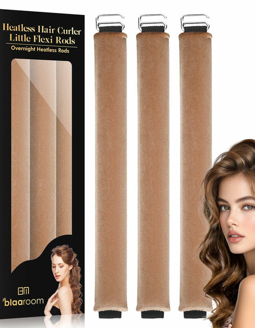 Load image into Gallery viewer, Overnight Heatless Hair Curlers Satin Velvet No Heat Jumbo Rods 3pcs Khaki
