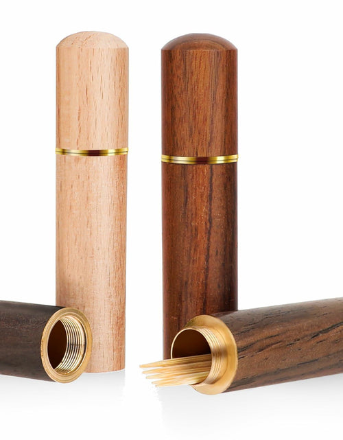 Load image into Gallery viewer, AHQiZFX 3pack Handmade Wood Toothpick Holder Portable Waterproof Mini Box
