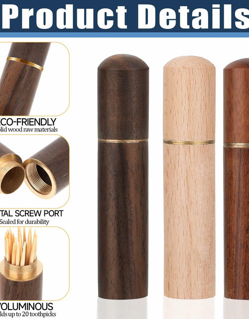 Load image into Gallery viewer, AHQiZFX 3pack Handmade Wood Toothpick Holder Portable Waterproof Mini Box
