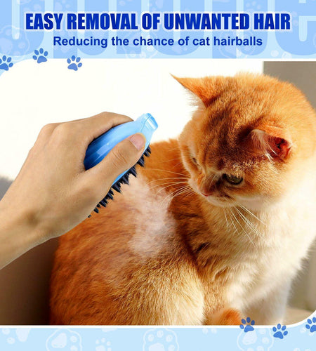 4-in-1 Cat Steam Brush Spritz Defur Comb Indoor Blue Pet Grooming Tool
