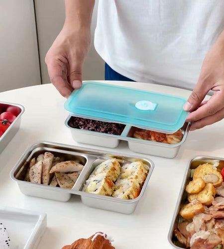 LIGIDAR Reusable Snack Containers 2pcs Stainless Steel Double Compartment