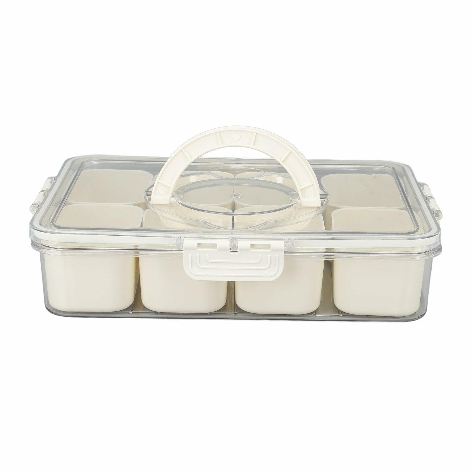 SIXRUN Condiment Serving Tray 8 Compartments Plastic Small White