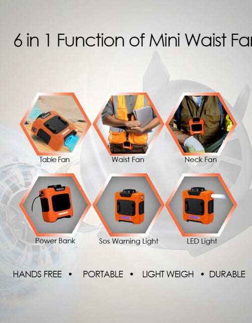 Load image into Gallery viewer, Generic AMKEN Waist Fan Clip-On Portable Cooling Fan 10000mAh LED Orange/Black
