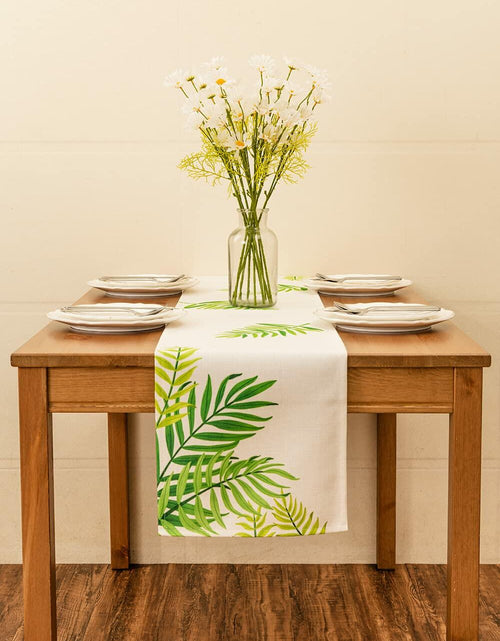 Load image into Gallery viewer, KEY SPRING Leaves Table Runner Cotton Linen Sage Green 12x72in
