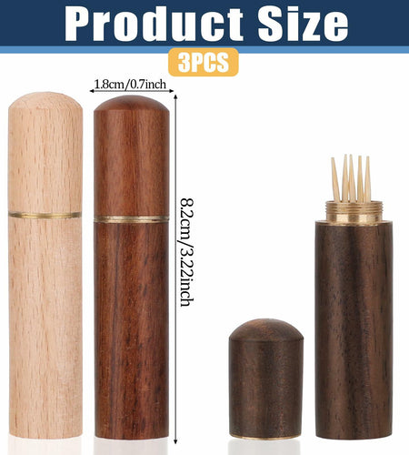 AHQiZFX 3pack Handmade Wood Toothpick Holder Portable Waterproof Mini Box