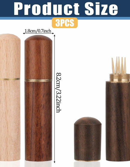 Load image into Gallery viewer, AHQiZFX 3pack Handmade Wood Toothpick Holder Portable Waterproof Mini Box

