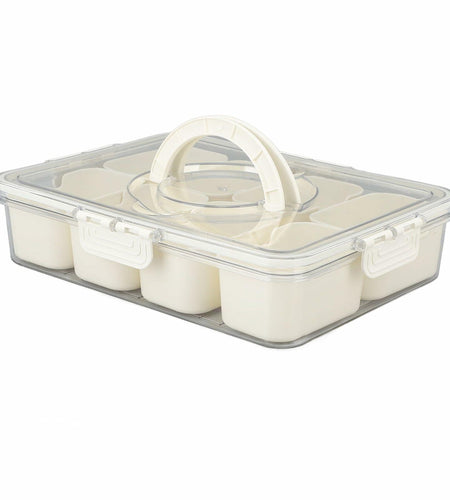 SIXRUN Condiment Serving Tray 8 Compartments Plastic Small White