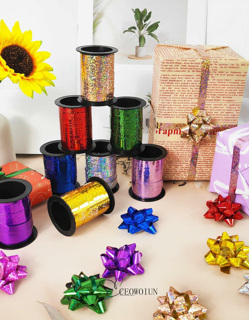 Load image into Gallery viewer, CEOWOIUN Pink Glitter Curling Ribbon Metallic 4PCS 2in &amp; 3/8in x 10yds

