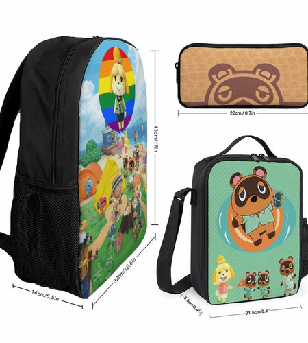 BAHELS 3PC Backpack Insulated Lunch Bag Pencil Case Youth Teens Wednes-1