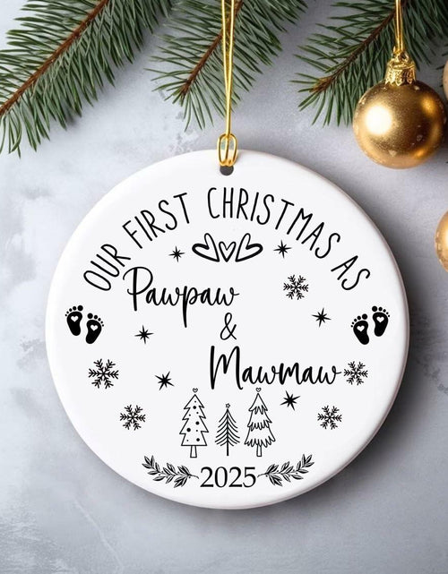 Load image into Gallery viewer, AnhTram97 Our First Christmas Mawmaw Pawpaw Ornament 2025 White Ceramic
