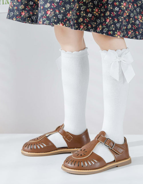 Load image into Gallery viewer, Marchare Baby Girls Knee High Socks Cotton 2 Pack Grey Light Pink 3-5T

