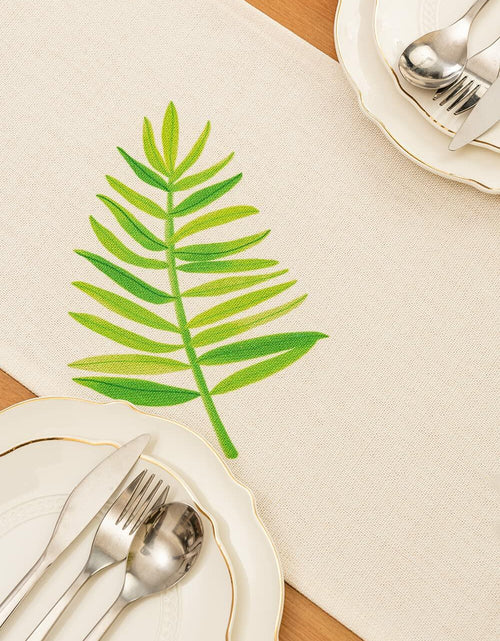 Load image into Gallery viewer, KEY SPRING Leaves Table Runner Cotton Linen Sage Green 12x72in
