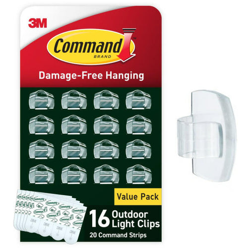 Load image into Gallery viewer, Command Outdoor Light Clips Clear 16 Clips 20 Adhesive Strips
