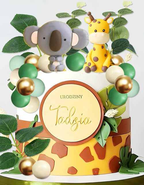 Load image into Gallery viewer, JeVenis Jungle Safari Animals Baby Shower Cake Decoration Wild One Topper
